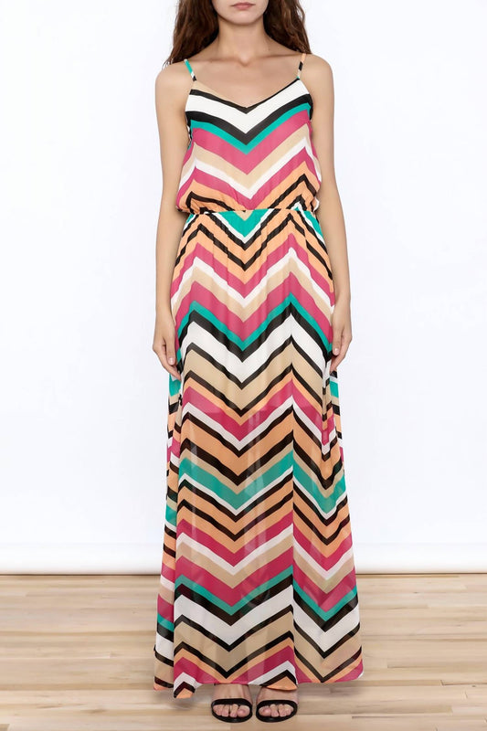 Chevron Print Maxi Dress