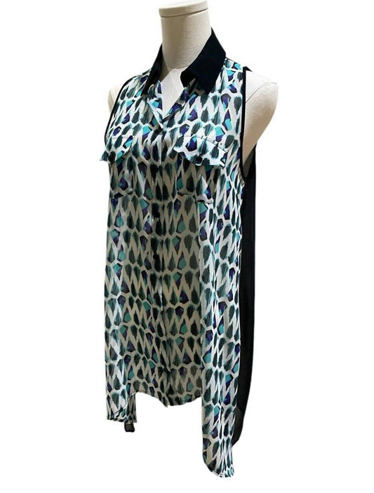 Bcbgmaxazria - Chiffon Printed Sleeveless High Low Tunic Blouse