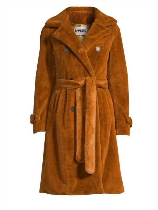 Apparis - Nicole Double-Breasted Faux-Fur Belted Coat
