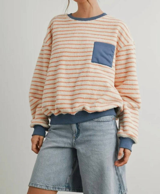 Buttermelon - Striped Oversized Crewneck Long Sleeve Sweater