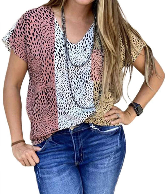 Blank - Color Block Printed Blouse - Plus