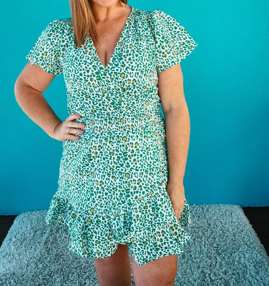 Thml - Angelina Leopard Print Wrap Smocked Waist Dress