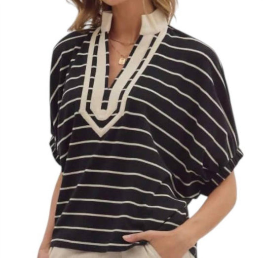 Entro - Stripe Dolman Sleeve Top