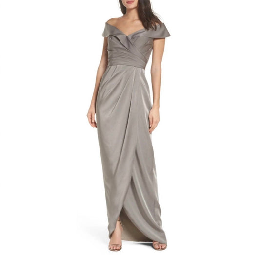 La Femme - Women's Surplice Off The Shoulder Gown