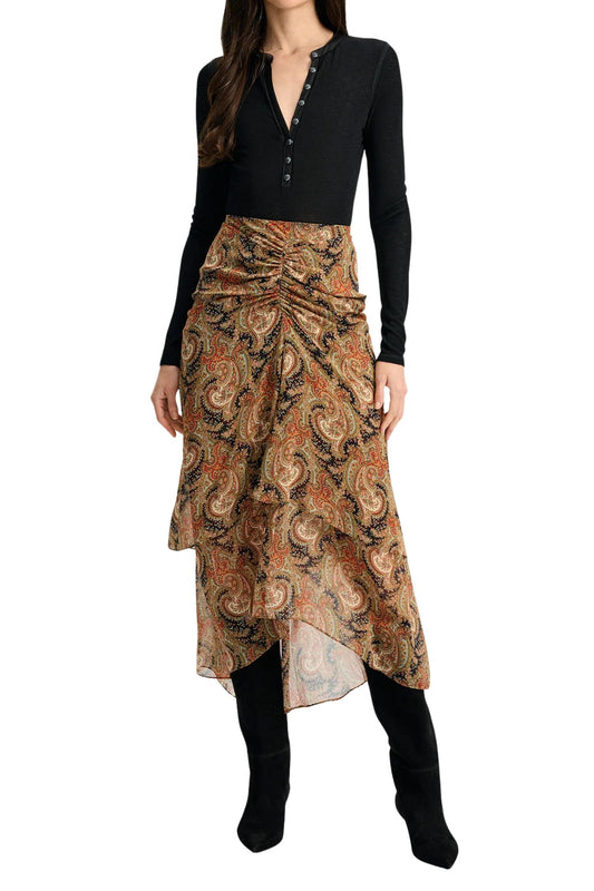 Veronica Beard - Paisley Ruched High-low Skirt