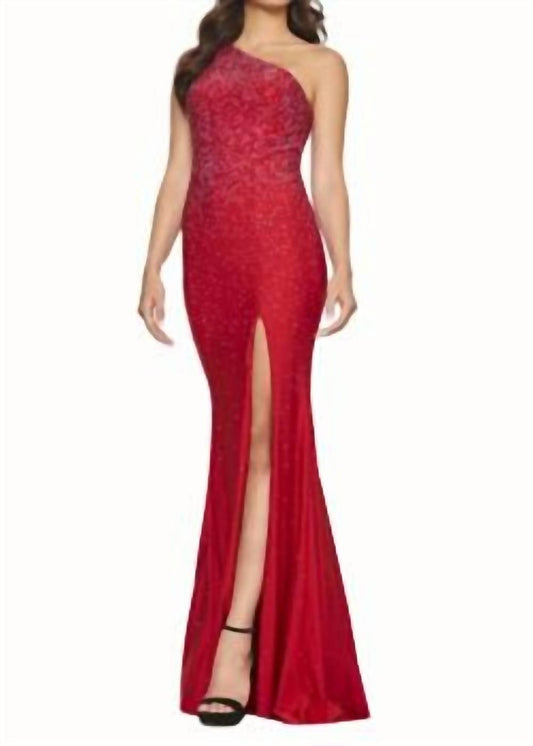Faviana - One shoulder Hot Stone Gown