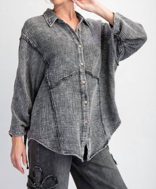 Easel - Long Sleeve Button Down Washed Shirt