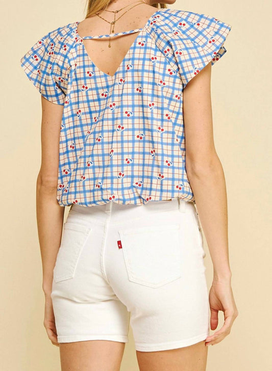 Pinch - Checker Cherry Print Blouse