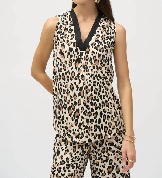 Joseph Ribkoff - Leopard V-Neck Sleeveless Pullover