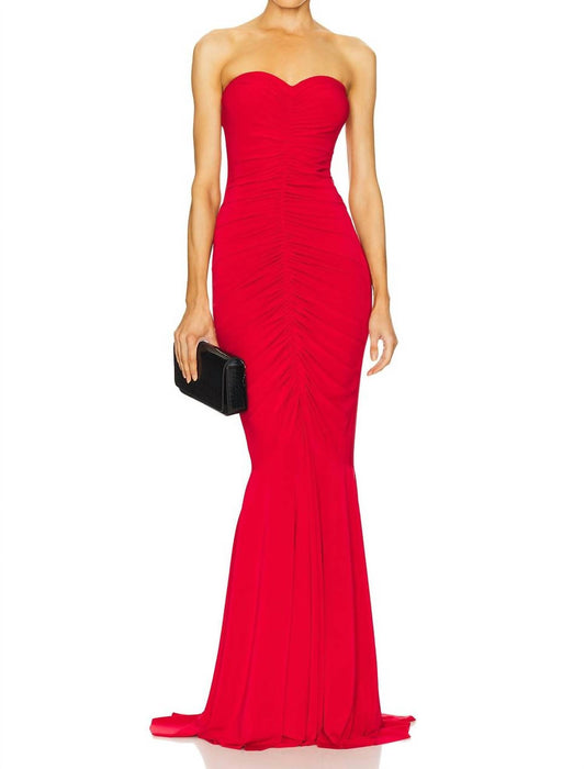 Norma Kamali - Strapless Shirred Front Fishtail Gown