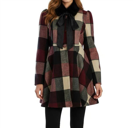 Ryu - Plaid Wool With Faux Fur Scarf Jacket
