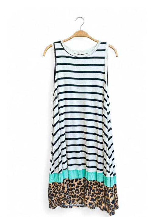 Beeson River - STRIPE LEOPARD TANK DRESS