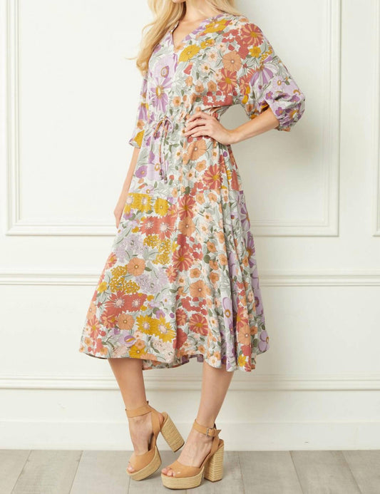 Entro - Vintage Floral Midi Dress