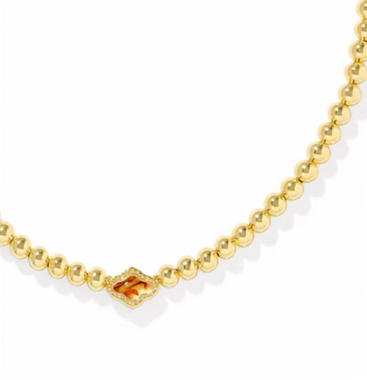 Kendra Scott - Women's Abbie Beaded Necklace Marbled Amber Illusion