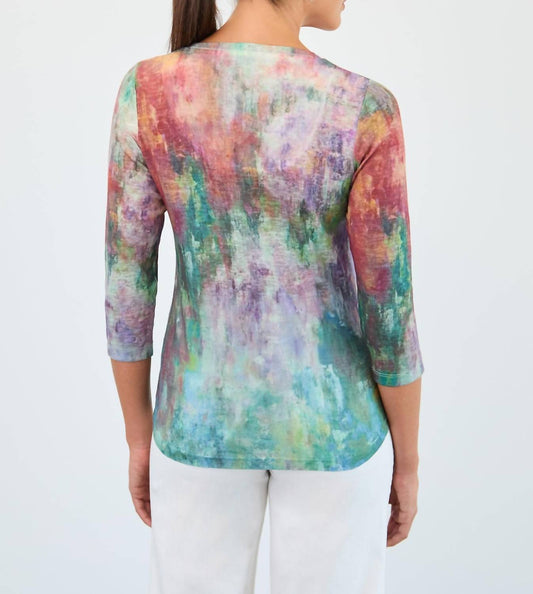 Fdj - Three-quarter Sleeve V-neck Top