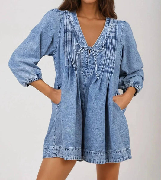 Veveret - Long Sleeve Webster Denim Romper