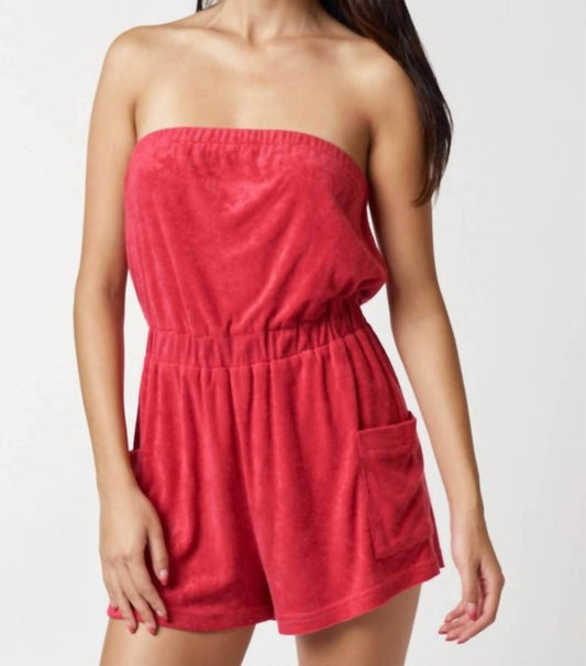 Blue Blush - Strapless Terry Romper