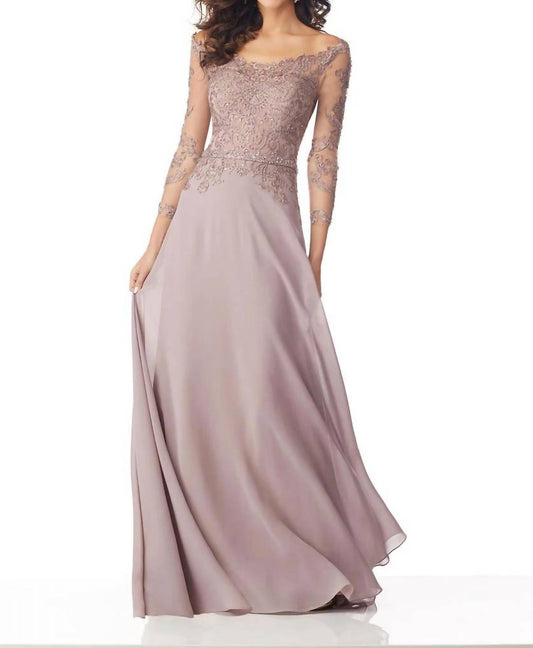 Mgny - Beaded Embroidery On Net Chiffon Gown