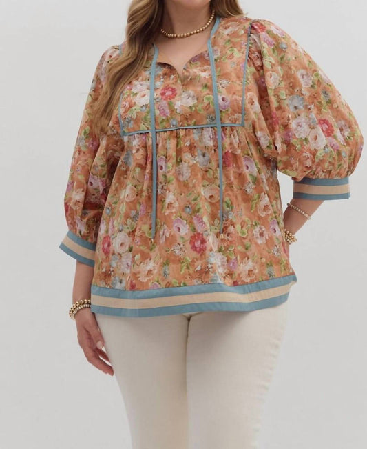 Entro - Floral 3/4 Sleeve Top