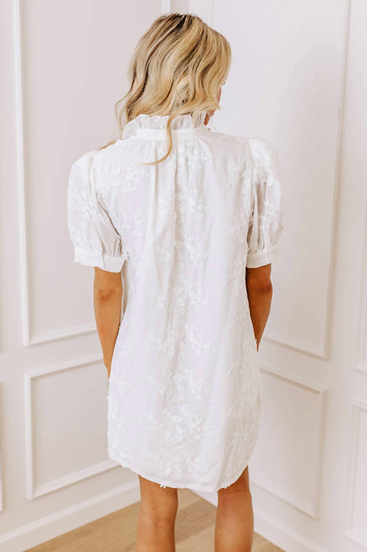 Entro - Floral Embroidered Button Down Dress