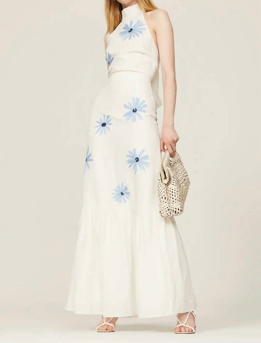 Something Navy - Embroidered Tiered Maxi Skirt