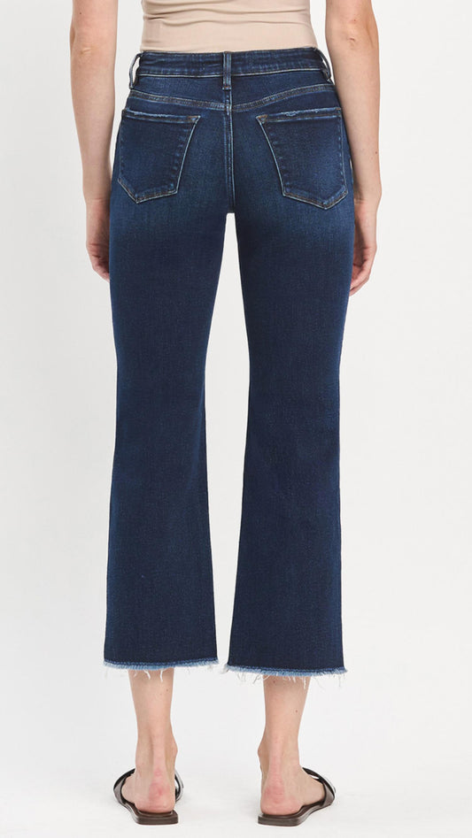 Lovervet - High Rise Frayed Bottom Straight Jeans