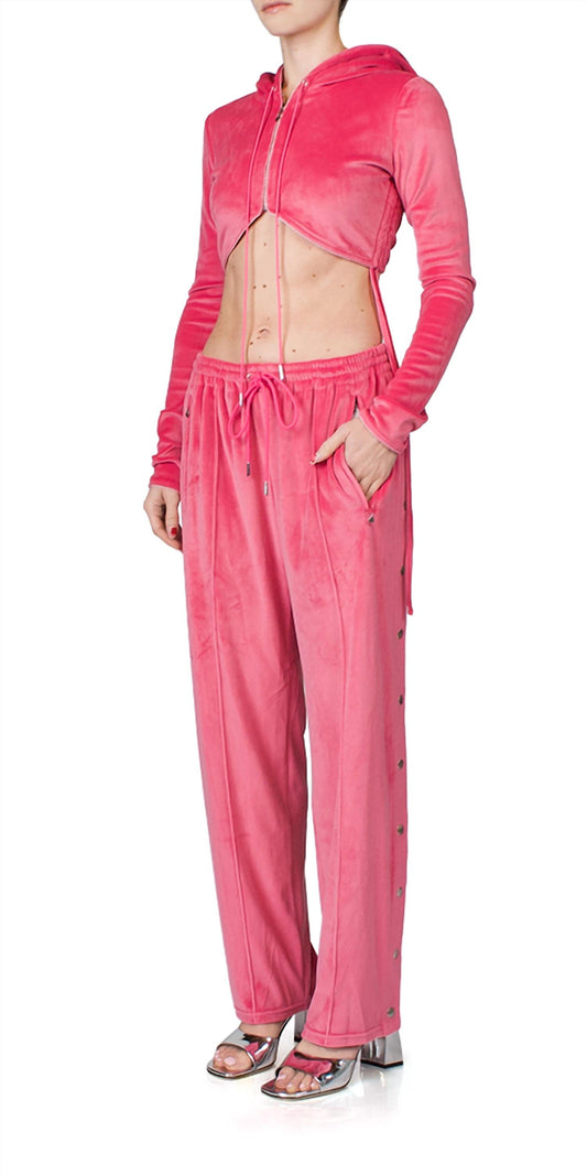 Cropped Zip Up Velour Hoodie