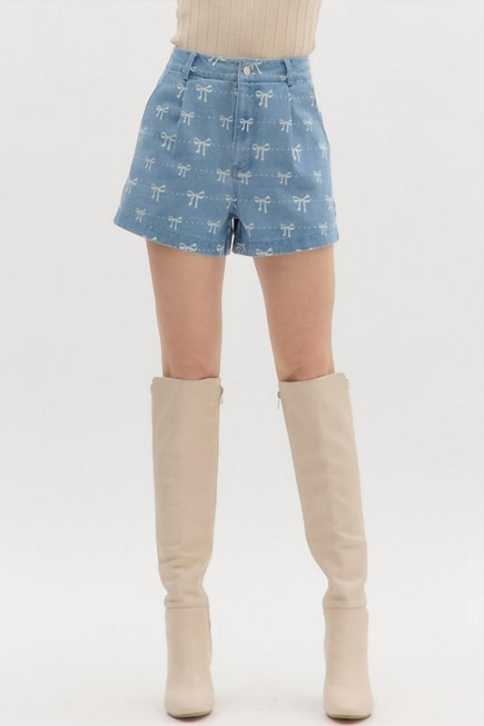 Entro - Bow Denim High Waist Shorts