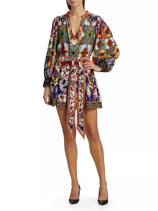 Alice + Olivia - Sadie Printed Self-belt Minidress