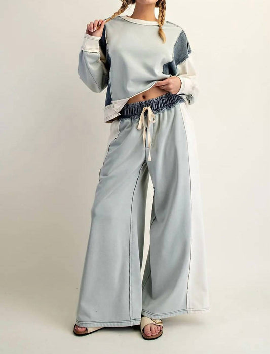 Ee:Some - Brynn Frayed Color Block Pullover & Pant Set