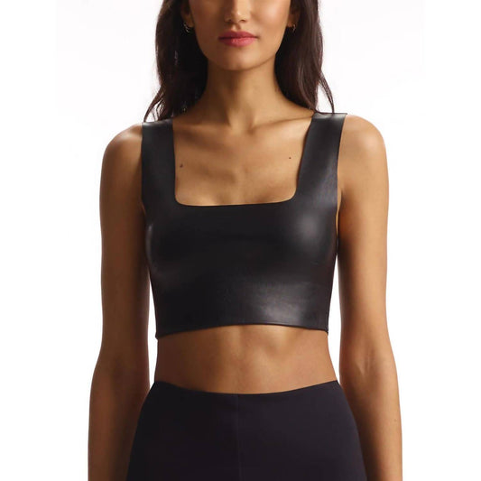 Commando - Faux Leather Square Neck Crop Top