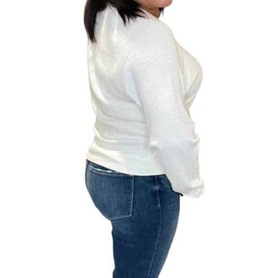 Bobi - Boxy Raglan Waffle Long Sleeve Tee