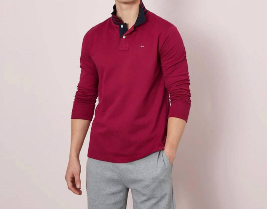 Eden Park - BORDEAUX LONG-SLEEVED POLO WITH OVAL BADGE