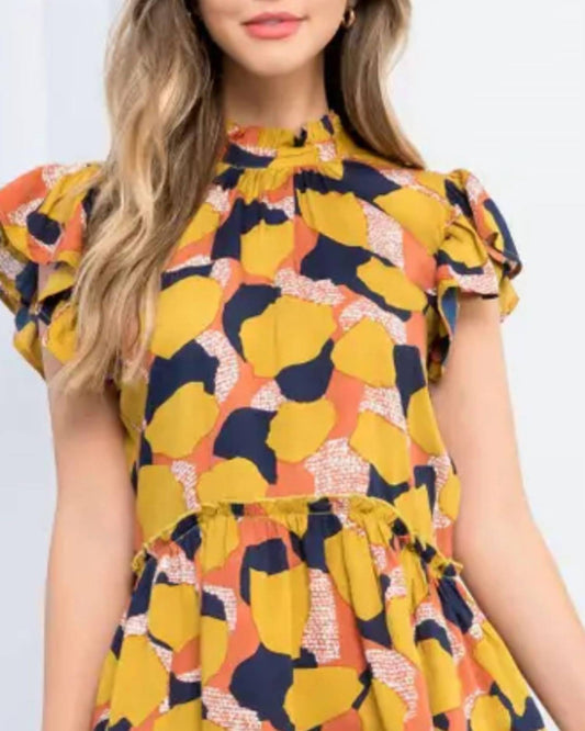 Thml - PRINTED RUFFLE TOP