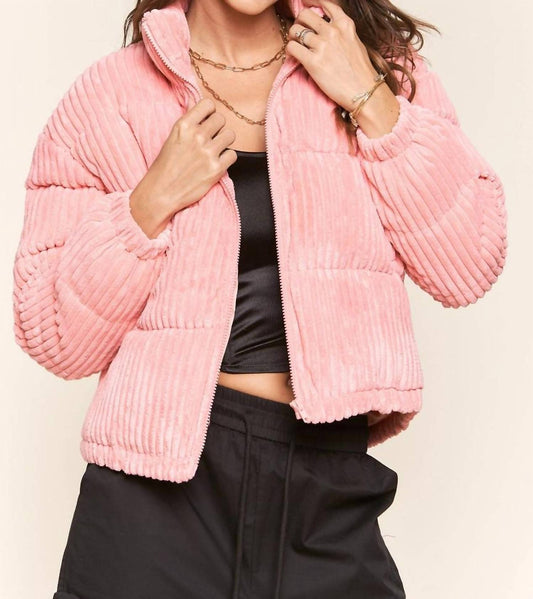 J.Nna - Corduroy Long Sleeve Puffer Jacket