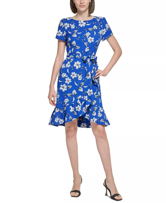 Calvin Klein - Floral Print Ruffled Sheath Dress