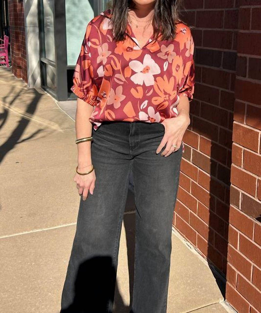 Adrienne - Sloan Stand Collar Drop Shoulder Top