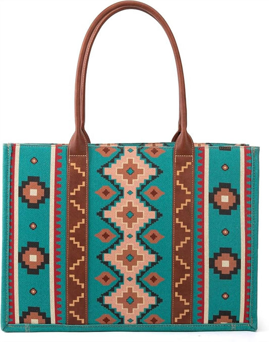 Wrangler - Women's Pattern Dual Sided Print Canvas Tote Bag