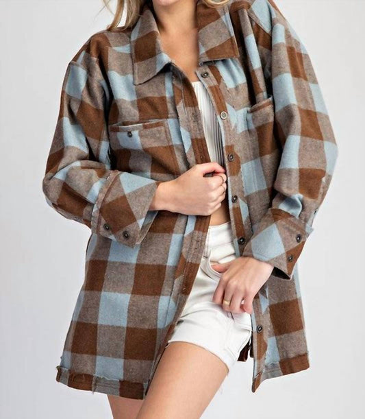 Ee:Some - Checker Print Button Down Shacket