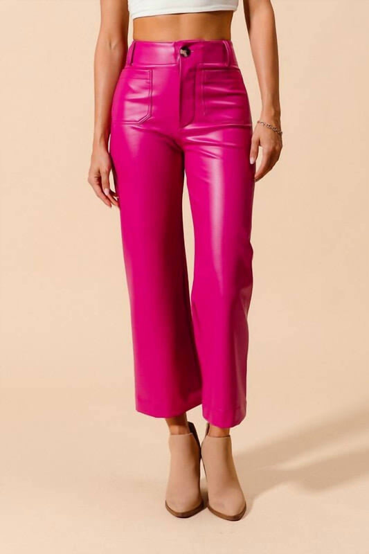 So Me - Priscilla Leather Wide Leg Cropped Pants