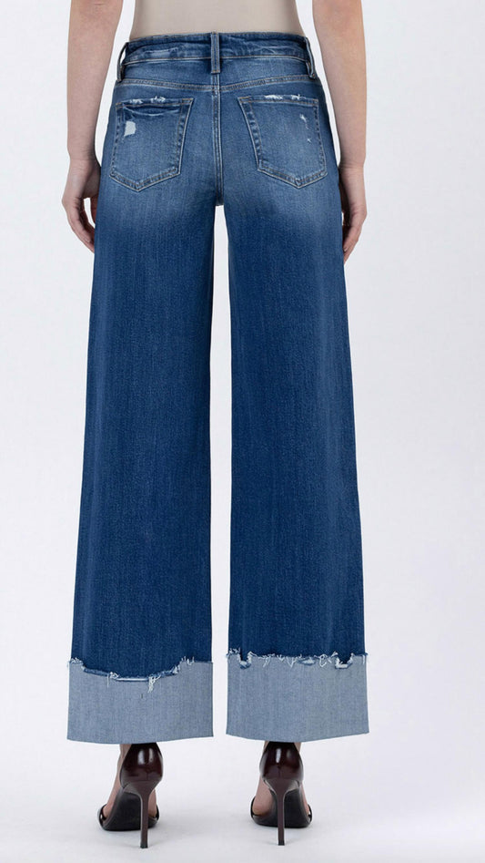 Lovervet - High Rise Cuffed Baggy Wide Leg Jeans