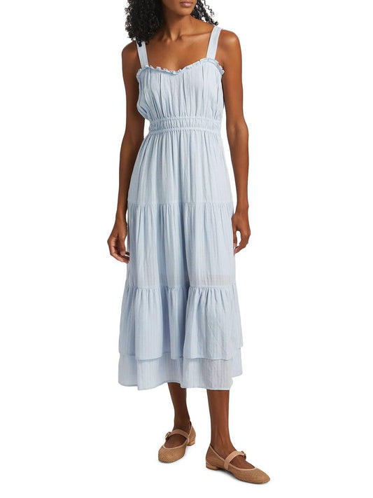 Paige - Persimmon Tiered Shirred Fit Dress