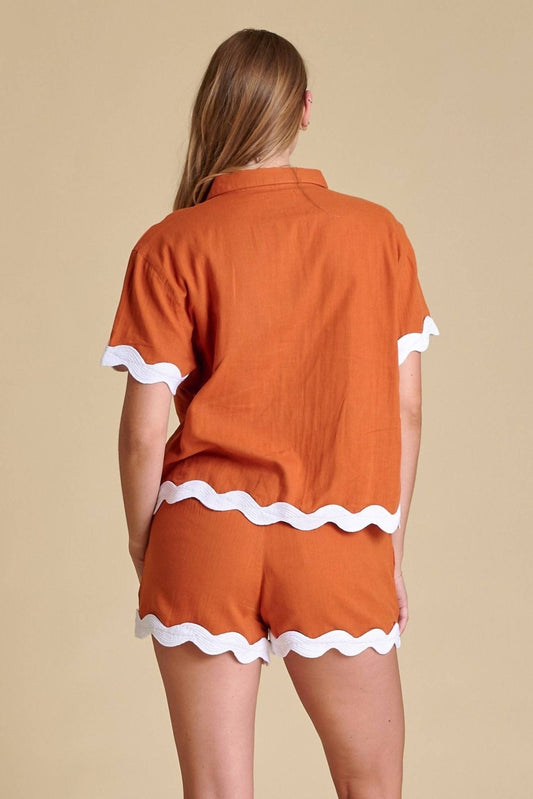 Stewart Simmons - Gauze Rick-Rack Button Up Shirt