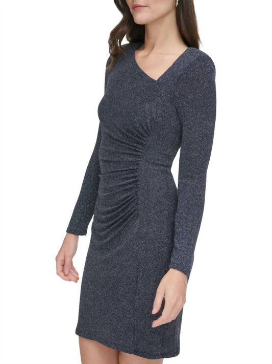 Vince Camuto - Asymmetric Metallic Long Sleeve Dress
