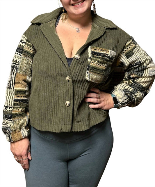Shewin - Destiny Ribbed Fleece Patterned Jacket