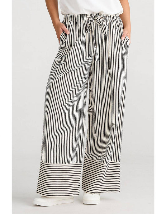 Brave + True - Portia Striped Wide Leg Elastic Waist Front Tie Pants