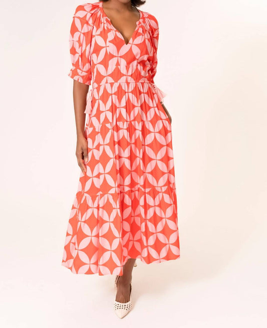 Area Stars - Side Tie Circle Print Midi Dress