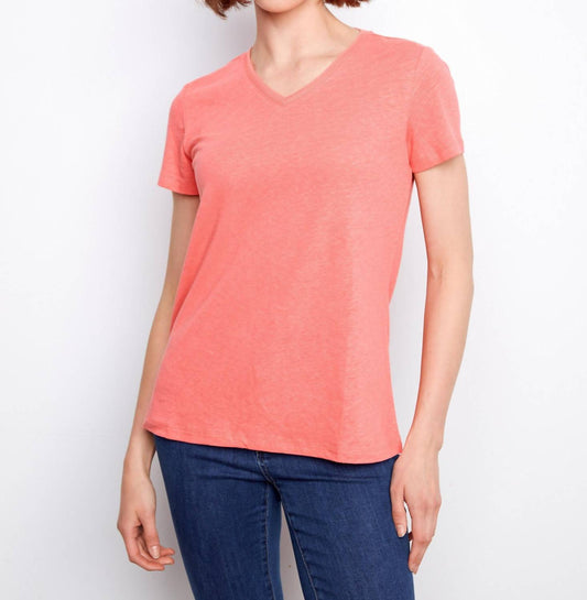 Charlie B - Linen Blend V-neck Shirt