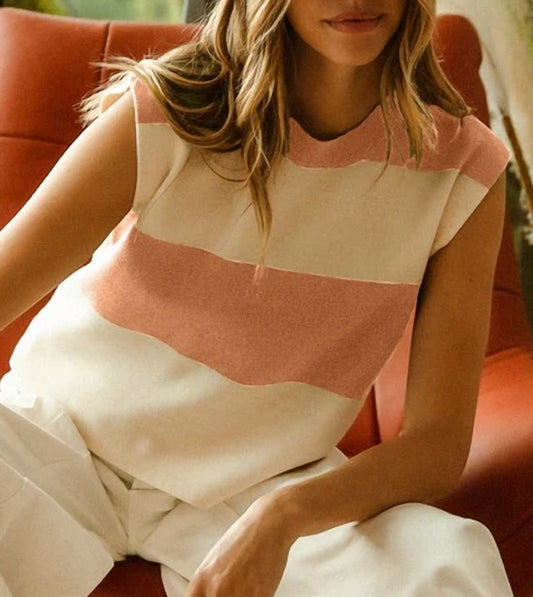 Bibi - Stripe Color Block Sleeveless Top
