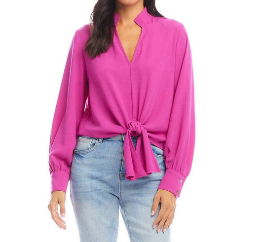 Karen Kane - Long Sleeve Tie-Front Top